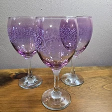 Cristalleria Fratelli Fumo Lavender/Purple Goblet Wine Glass Set of 3