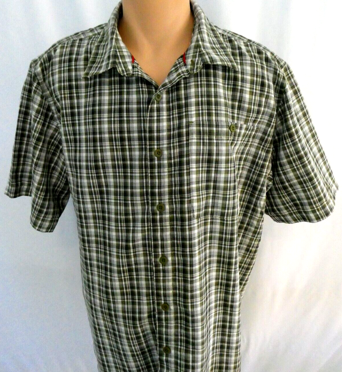 North Face Men's XL Green Plaid Short Sleeve