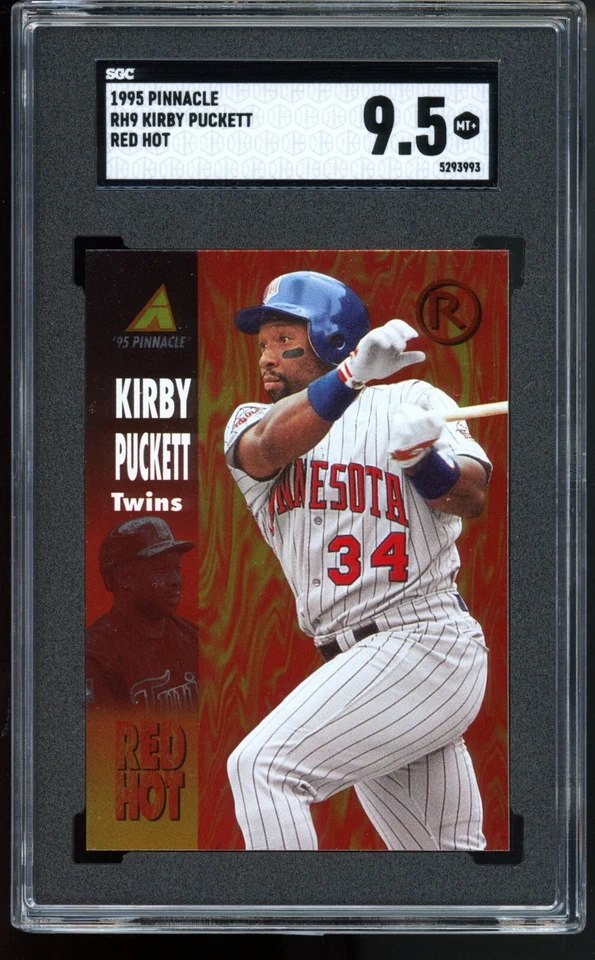 Kirby Puckett 1995 Pinnacle 红色热插明尼苏达双胞胎美国职棒大联盟棒球 SGC 9.5 — 第 3/3 张图片
