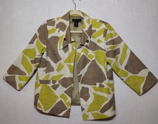 VTG SILK Blazer Womens Sz M FunKy Giraffe Print Lined Jacket Fun Career Y2K