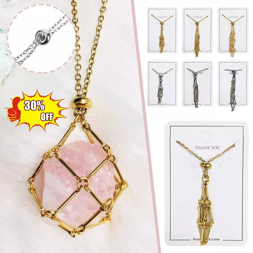 1xCrystal Stone Holder Necklace Crystal Pendant Holder Adjustable Necklace  Cord