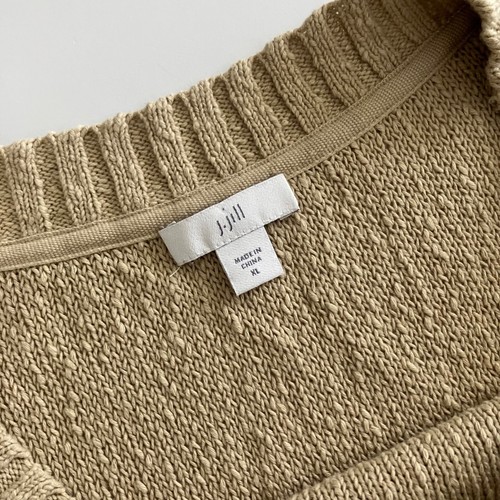 J. Jill Womens Chunky Knit 3/4 Sleeve Tunic Sweater X Large Boho Neutral Minimal - Picture 3 of 8