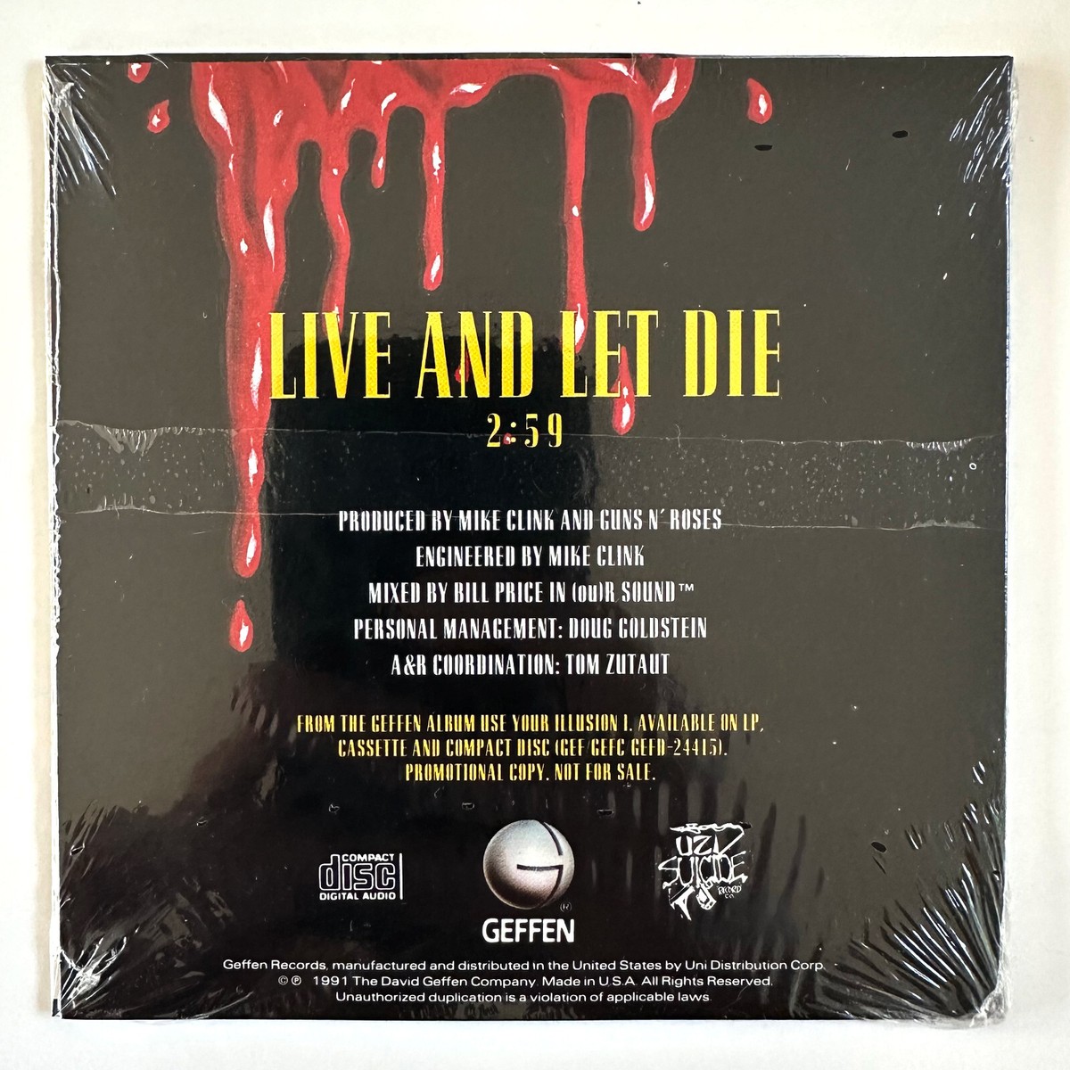 Guns N' Roses- Live And Let Die **Promo CD Single SEALED