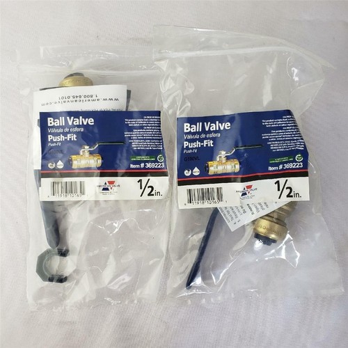 = Lot of 2 American Valve Ball Valve Push-Fit Viperlok 1/2" PEX Copper 369223