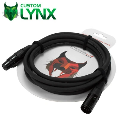 Rean Neutrik 5 PIN DMX Lighting Cable. PRO Male to Female XLR Lead. Fully Wired