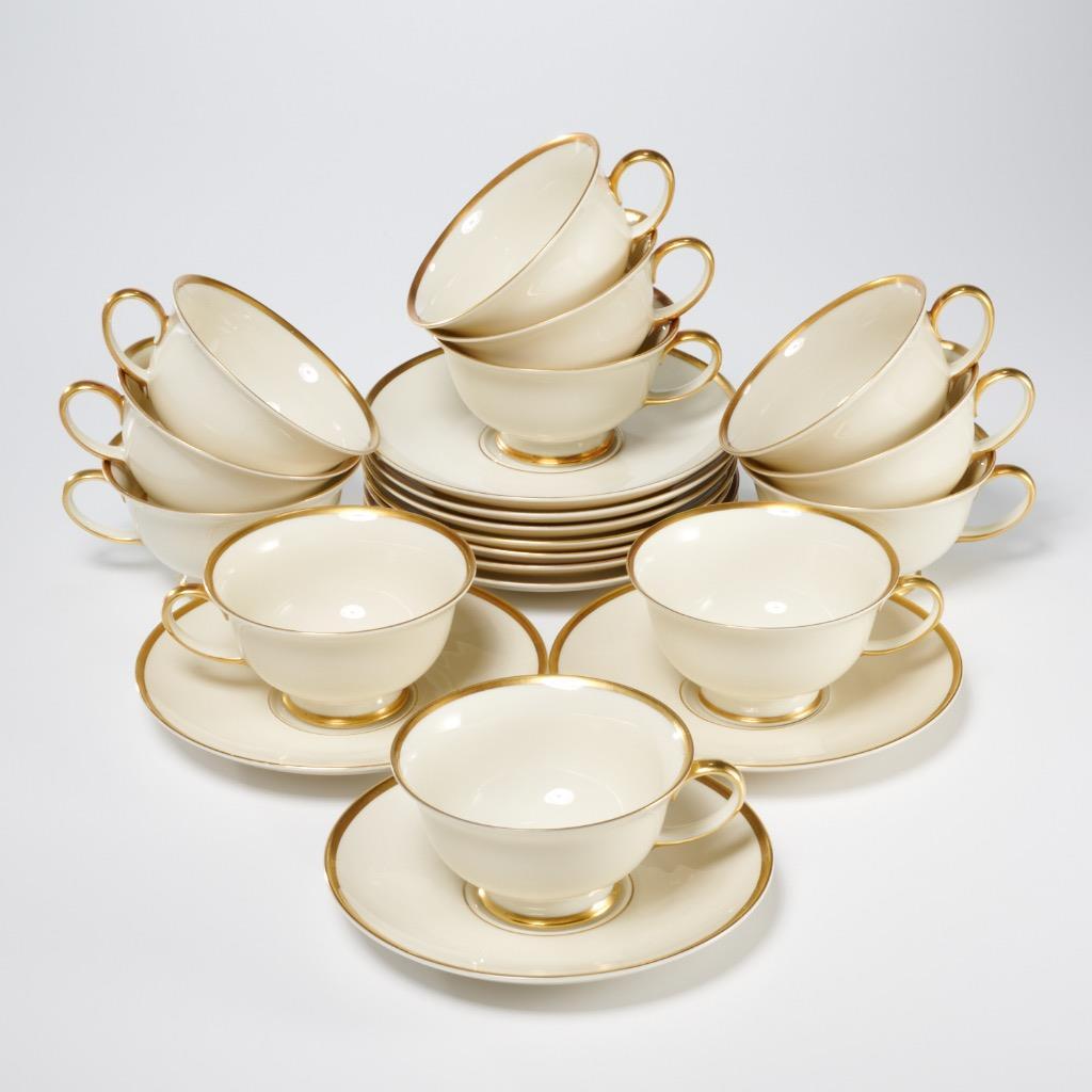 Rosenthal Aida #1473 Gold Trim On Cream White Porcelain Teacups
