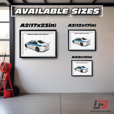 Fast and Furious car art poster: DANNY'S HONDA CIVIC EJ1 Coupe | eBay