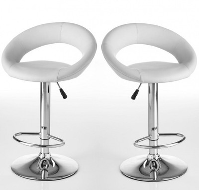 COPPIA SGABELLI POLTRONA UFFICIO ECOPELLE SEDIE SGABELLO BIANCO