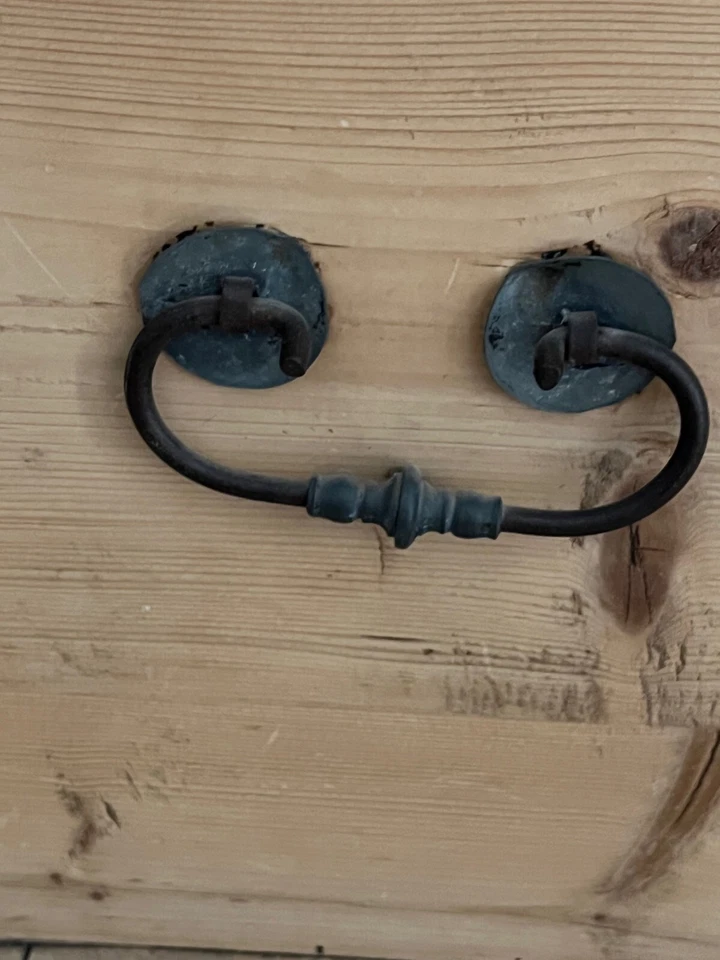 Precioso cofre de madera grande americano antiguo hecho a mano de 1800, MB621 Foto 4 de 4