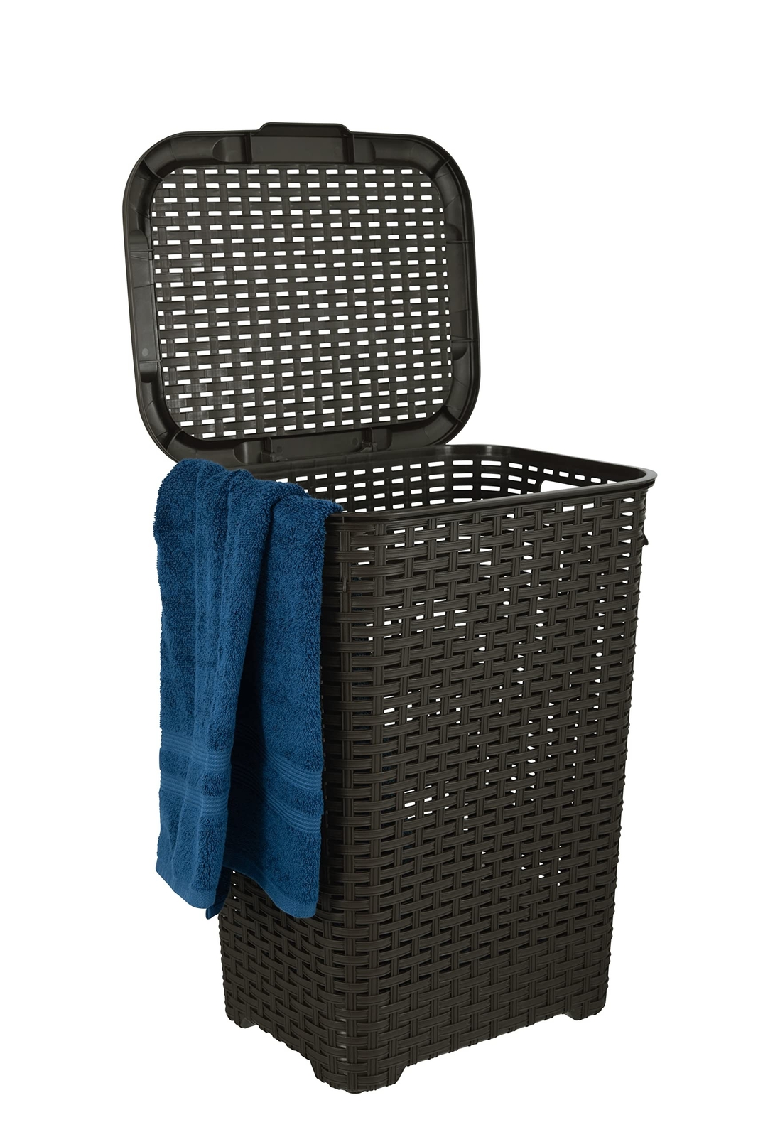 60L Brown Deluxe Wicker Laundry Hamper with Lid for Stylish Organization-image
