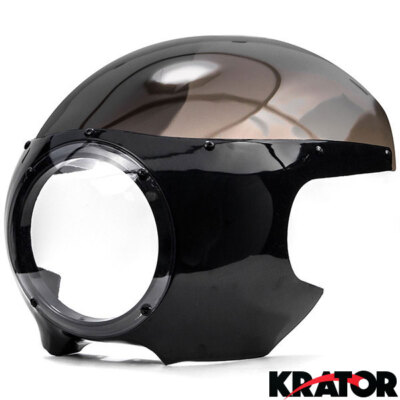 Motorcycle 5-3/4'' Headlight Fairing Screen Black & Smoke Retro Cafe Racer Drag