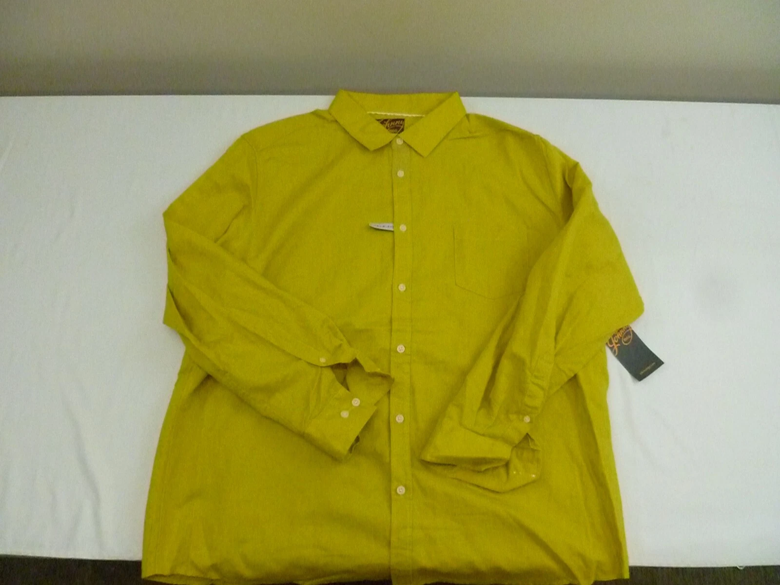 NEW Johnny Bigg Linen Long Sleeve Button Up Shirt-Yellow 3XL