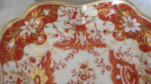 PAAR ANTIKE CHAMBERLAINS WORCSTER GOLD ORANGE FLORAL 8 1/4" D X 1 3/4" H SCHALEN - Bild 4 von 7
