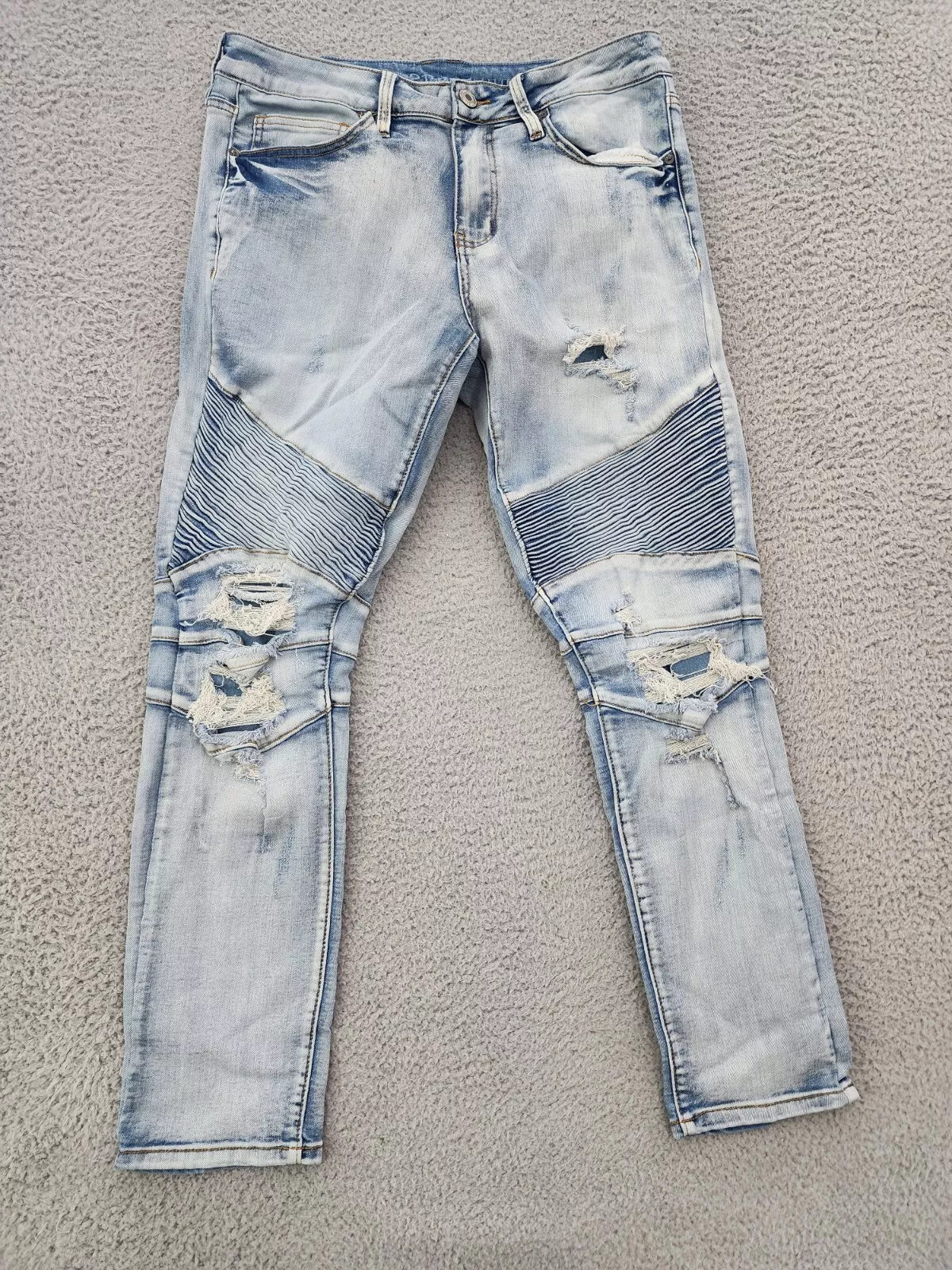 Rue 21 Jeans Homme 32X30 Bleu Skinny Supreme Flex Denim Pantalon Taille Moyenne Léger Lavage