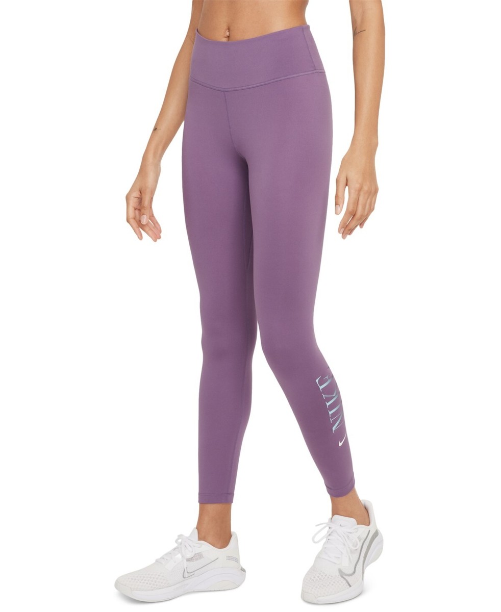 Nike Women's Dri-fit Logo Small S Purple Leggings