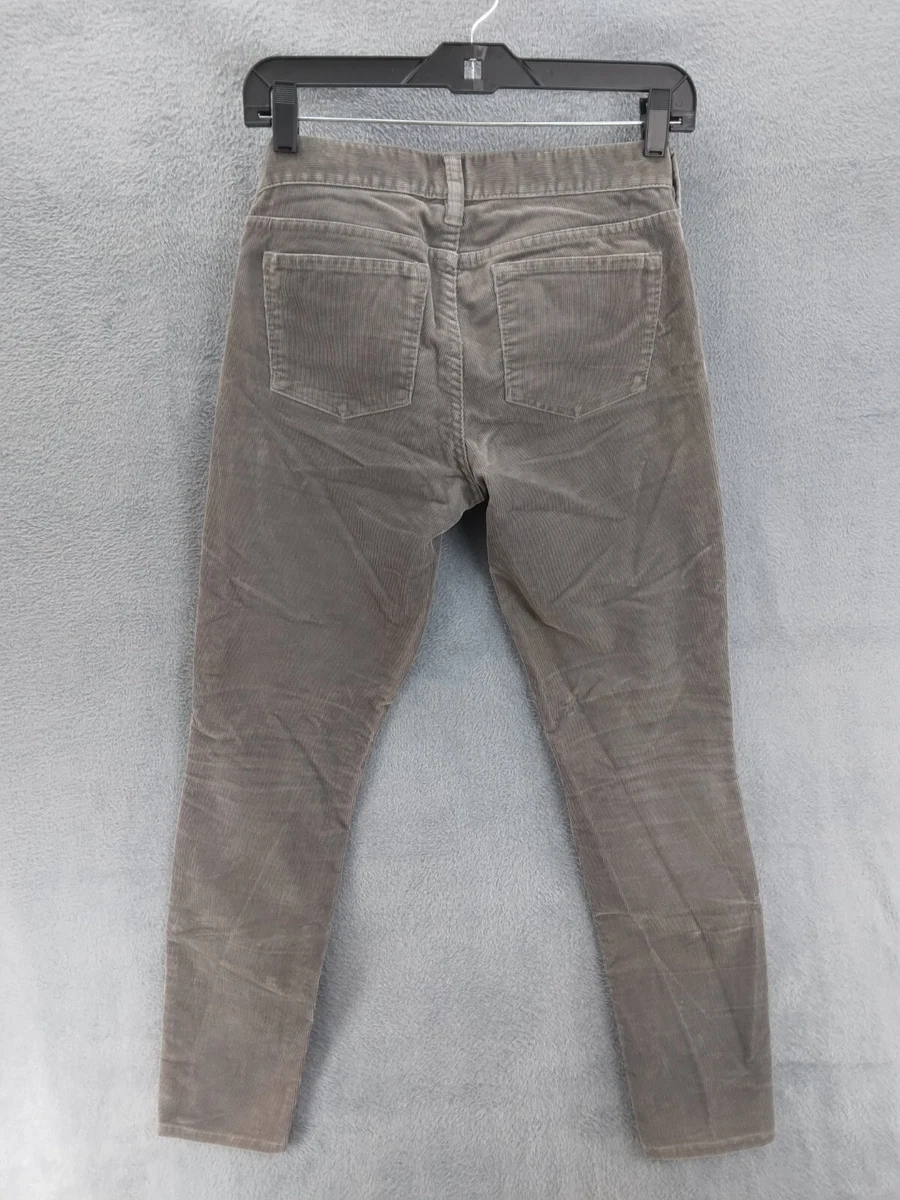 J Crew Corduroy Pants Women Sz 25 Gray Straight Leg Pockets Cotton