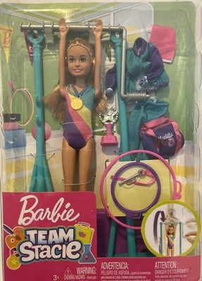 barbie team stacie doll gymnastics playset with accessories
