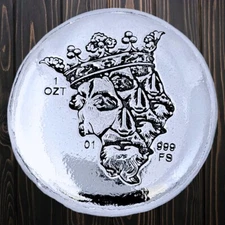 Three faced King - 1 Troy Ounce - .999 Fine Silver - 1 Oz - Hand Poured Silver 