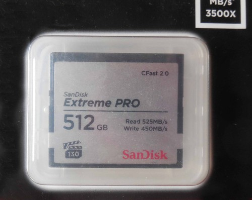 SANDISK CFAST 2.o - 512GB - 4K V130 - Read 525 MB/S - Write 450 MB/s - NEW PKG - Picture 2 of 3