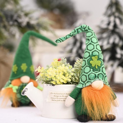 St Patricks Day Decoration Plush Green Leaf Dwarf Ornaments T8Z6 - Picture 9 of 21