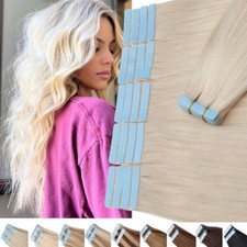 150G 60PCS Real Remy Skin Weft Tape in Human Hair Extensions THICK Full Head 18"