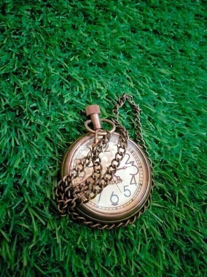 Orologio da tasca vintage antico in ottone American Elgin Look