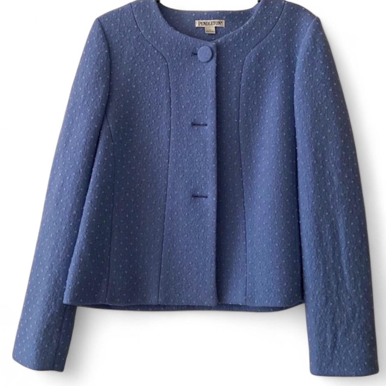 Pendleton Lined Merino Wool Jacket, Blue Polka Do… - image 1