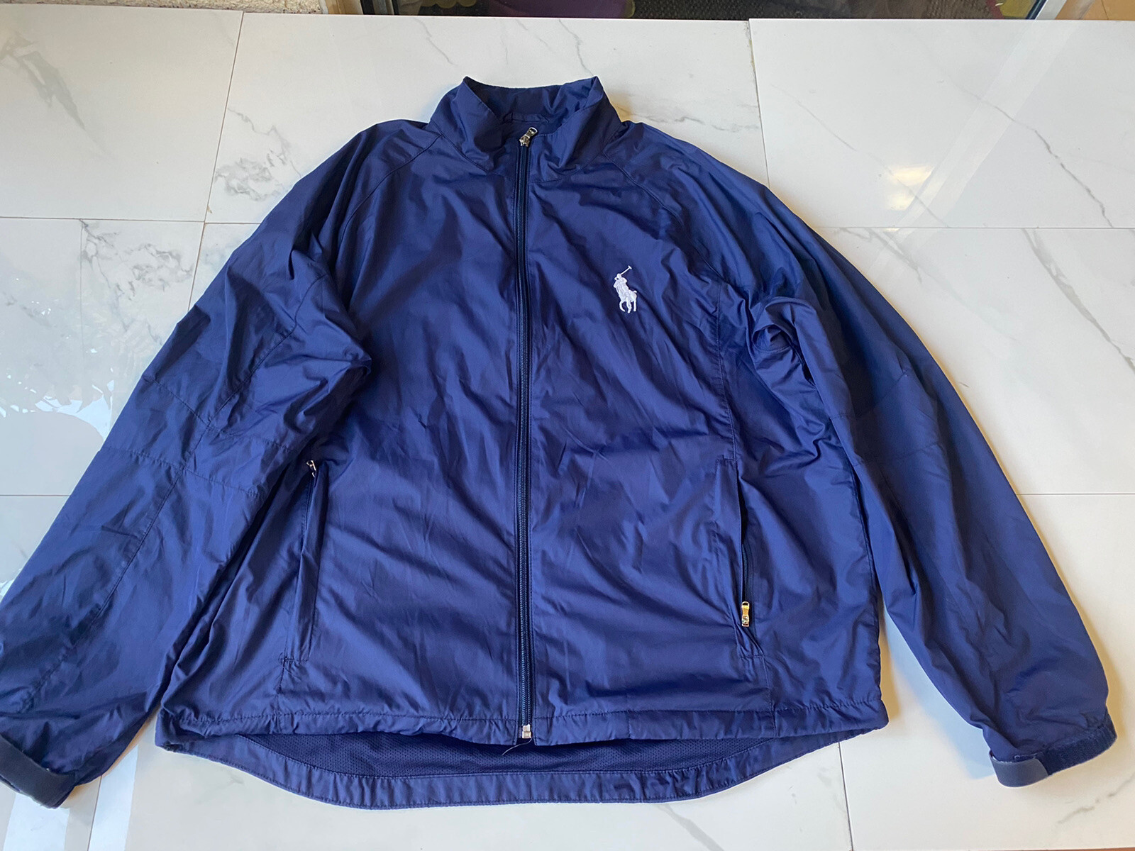 Giacca Blu Vintage Uomo Polo Golf Ralph Lauren Big Pony Cerniera Intera Manica Lunga L