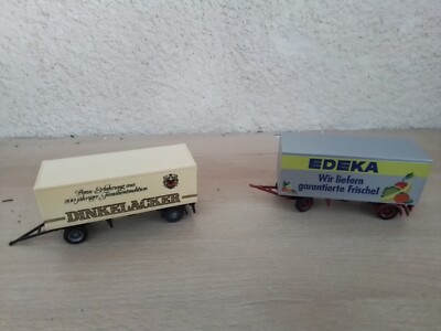 HO SCALE 1/87. 2 EDEKA AND DINKELACKER TRAILERS