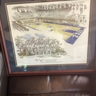 Coach K Court Framed Signed Numbered Print Duke Cameron Indoor Stadium 2000