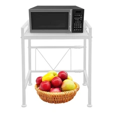 2 Tiers Microwave Shelf, Expandable Microwave stand with 3 Hooks