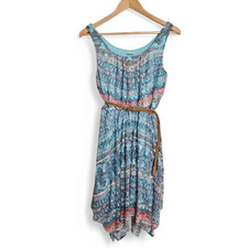 AUW Women's Sleeveless Belted Handkerchief Hem Lace Dress Size M Fairy Cowgirl