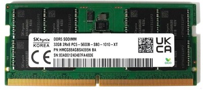 SK hynix 32GB DDR5 5600MHz SO-DIMM Laptop RAM (2Rx8) PC5-5600B-SB0-1010-XT