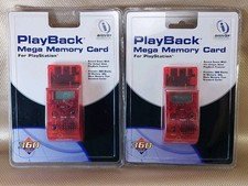 New PlayBack Mega Memory Card for PlayStation Lot of 2 PS1 Clear Red