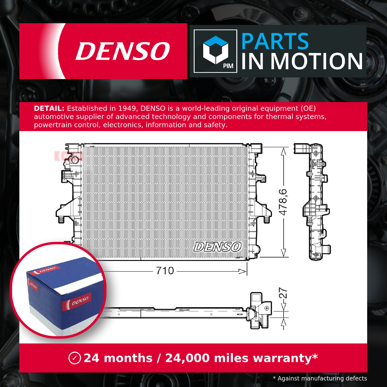 Radiator fits VW CARAVELLE Mk5, Mk6 2.0 11 to 19 Denso 7E0121253C VOLKSWAGEN New
