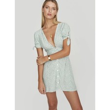 Faithfull the Brand Marianne Mini Dress - Kaia Floral Seafoam Boho Dress Large