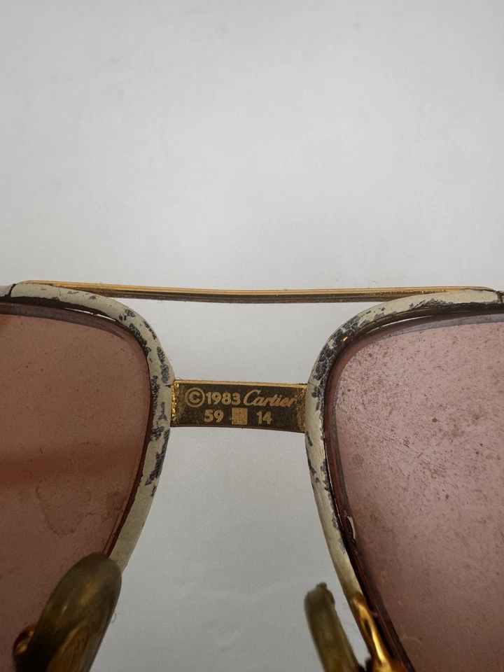 Vintage 1983 Cartier Paris Sunglasses Size 59-14 Made In France Rx Lens - Image 4 of 4