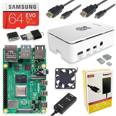 EXTRAS INCLUDED!  CanaKit Raspberry Pi 4 Mod. 8GB MAX Kit 64GB EVO Plus MicroSD