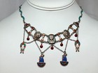 Egyptian Revival Necklace Pharoah Goddess Lotus Antique Art Deco Silver Enamel — photo 1
