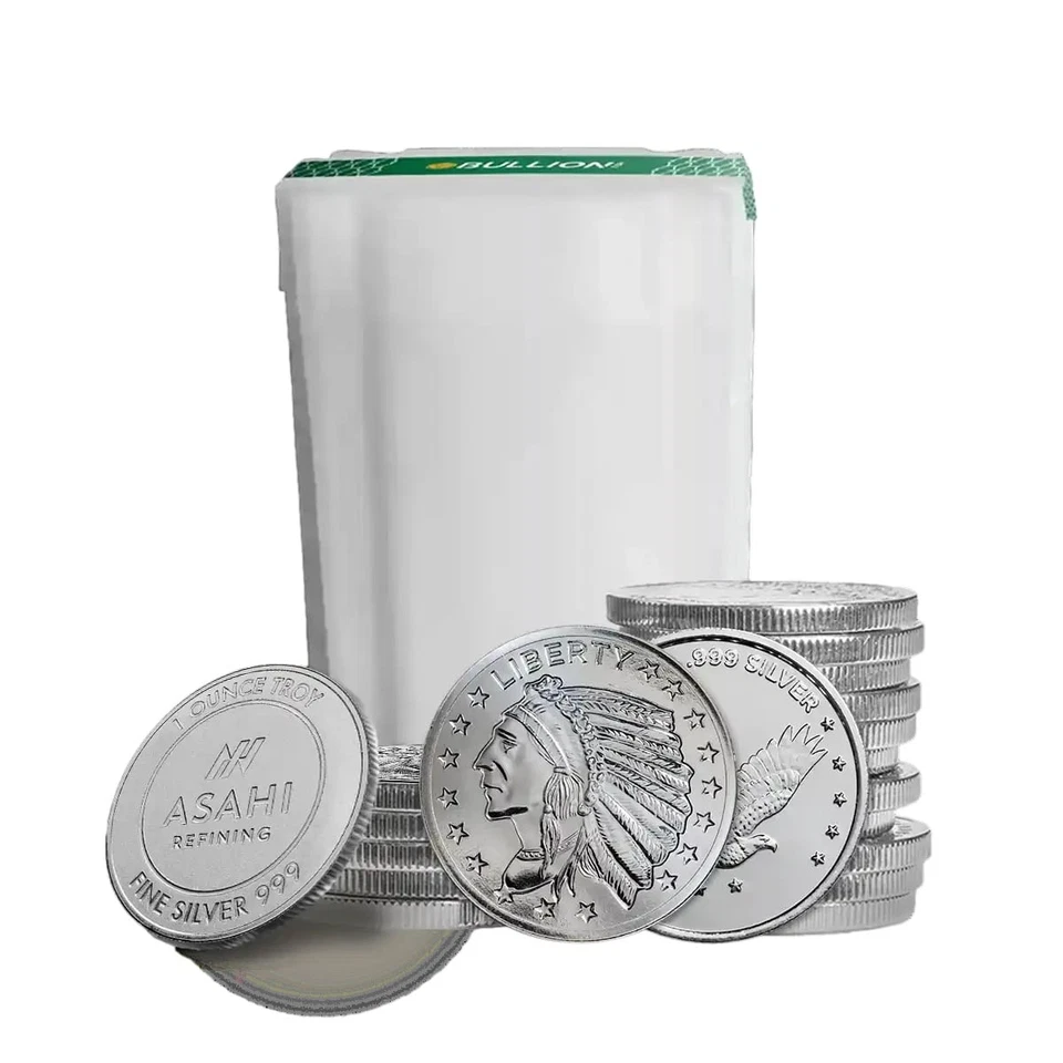 1 oz Silver Round .999 Fine Silver - Random Design - Tube of 20 Rounds