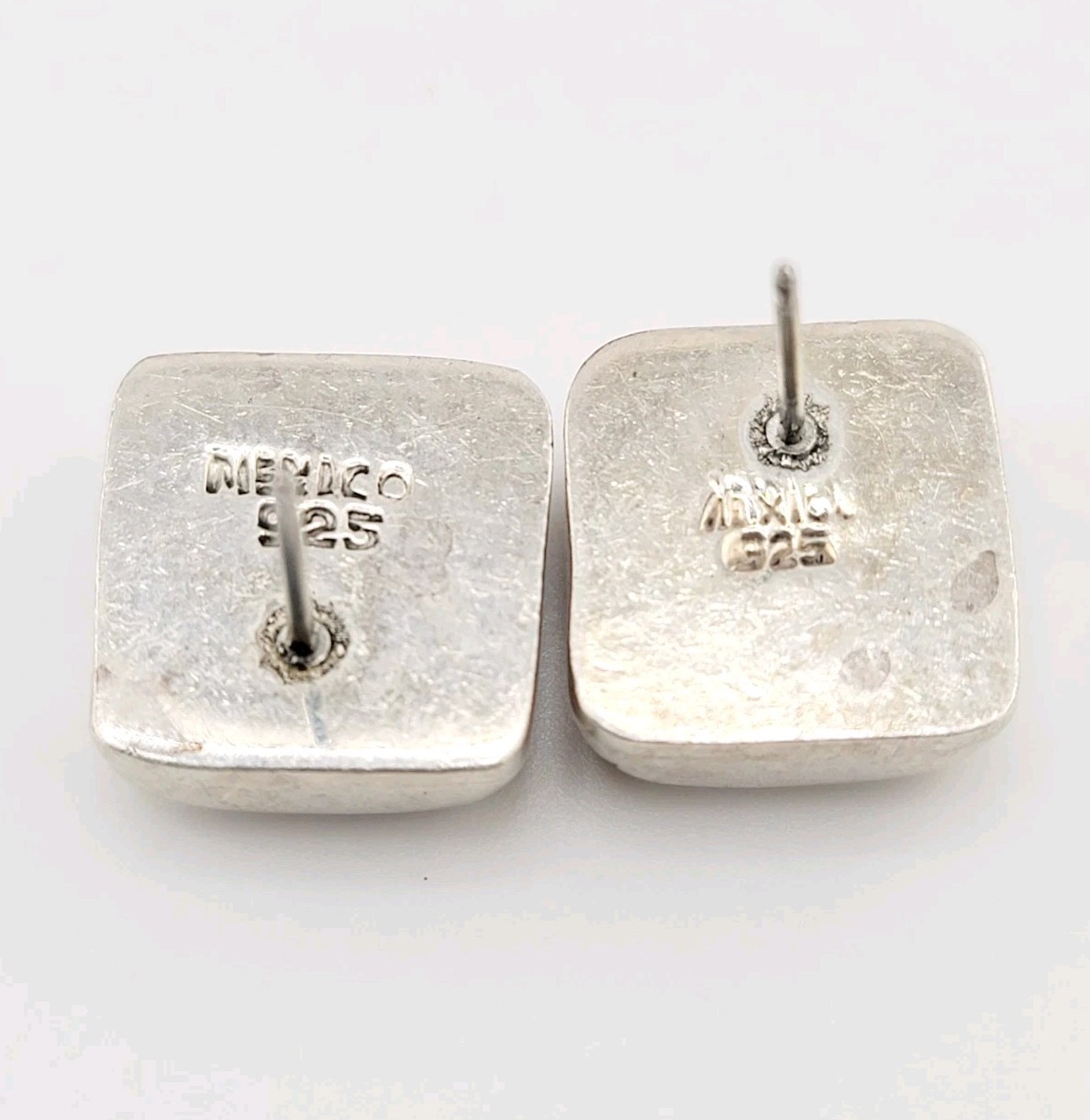 Vtg Earrings KFN Monogram Solid Block Mexico Ster… - image 6