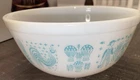 Vintage Pyrex  2-1/2 Qt Mixing Bowl #403 Amish Butterprint Turquoise Rooster