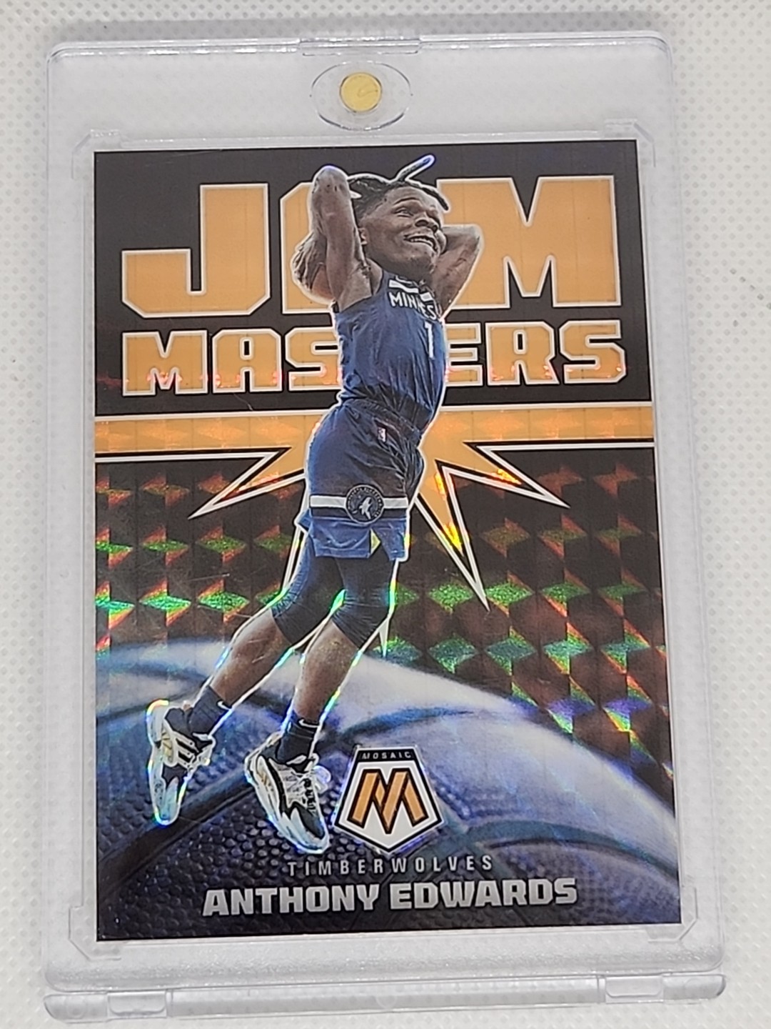 2021 Mosaic Anthony Edwards Jam Masters Orange Fluorescent Prizm /25