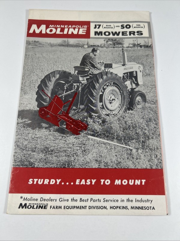 Vintage Minneapolis-Moline J7 & SO Mowers Sales Brochure-Nice Condition