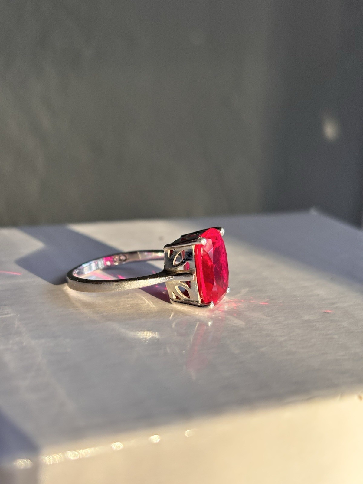 Ruby Sterling Silver Ring, Vintage Marked 925 Siz… - image 2