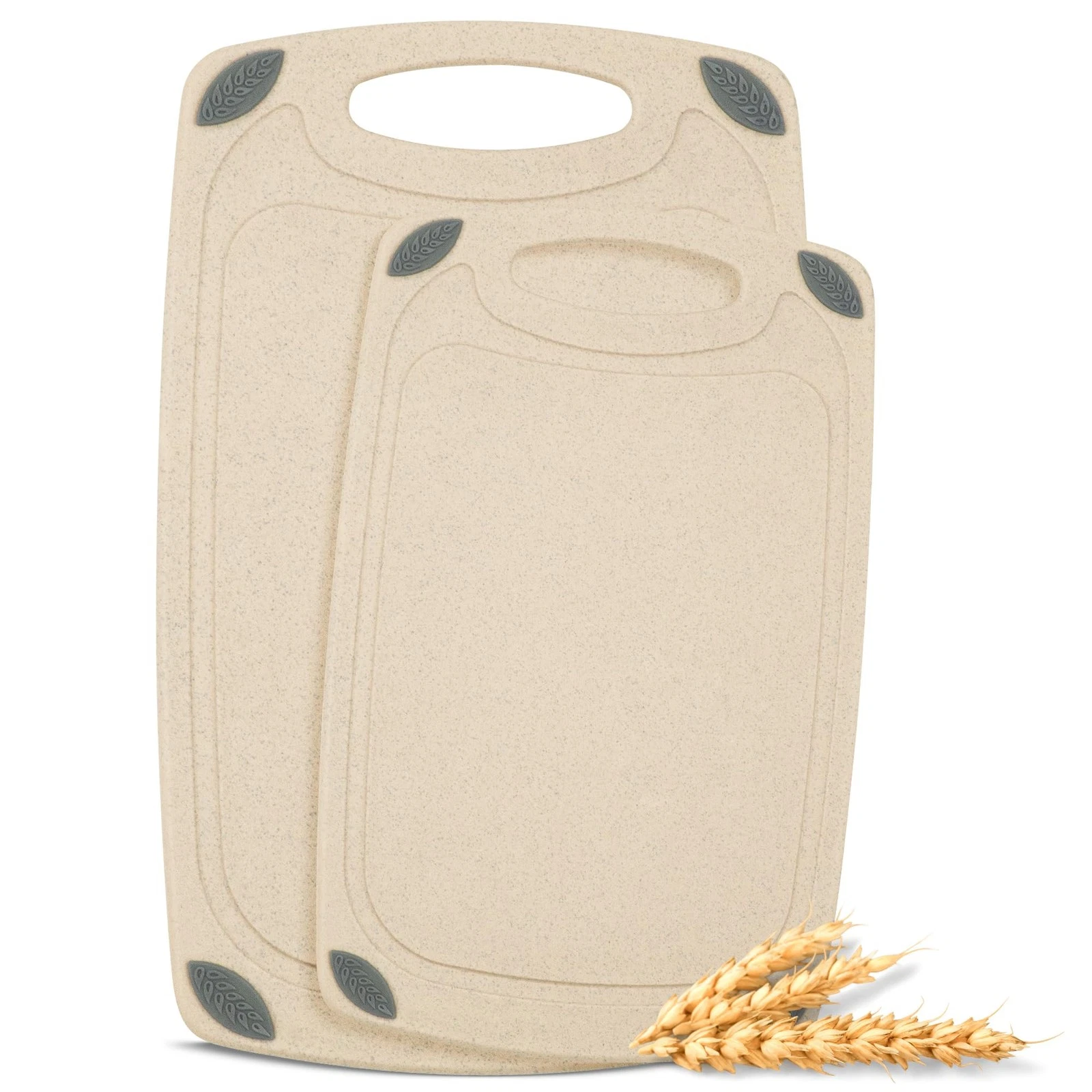 2-Piece Reversible Cutting Board Set Made with Natural Wheat Straw Fiber, Eco...
