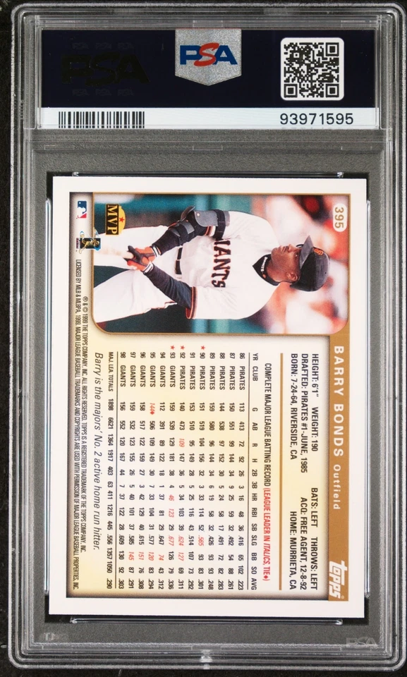 1999 Topps 395 Barry Bonds Giants PSA 10 - Imagem 2 de 2