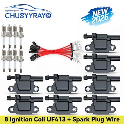 8 Square For 07 08-14 Cadillac Escalade ESV 6.2L V8 Ignition Coil & Spark Plug