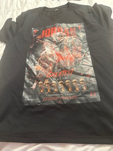 Michael Jordan Chicago Bulls Greatest of All Time Graphic T-Shirt Black Size L