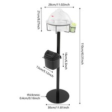 43.31in High Black  Clear Food Service Sample Display Stand with Garbage Bin